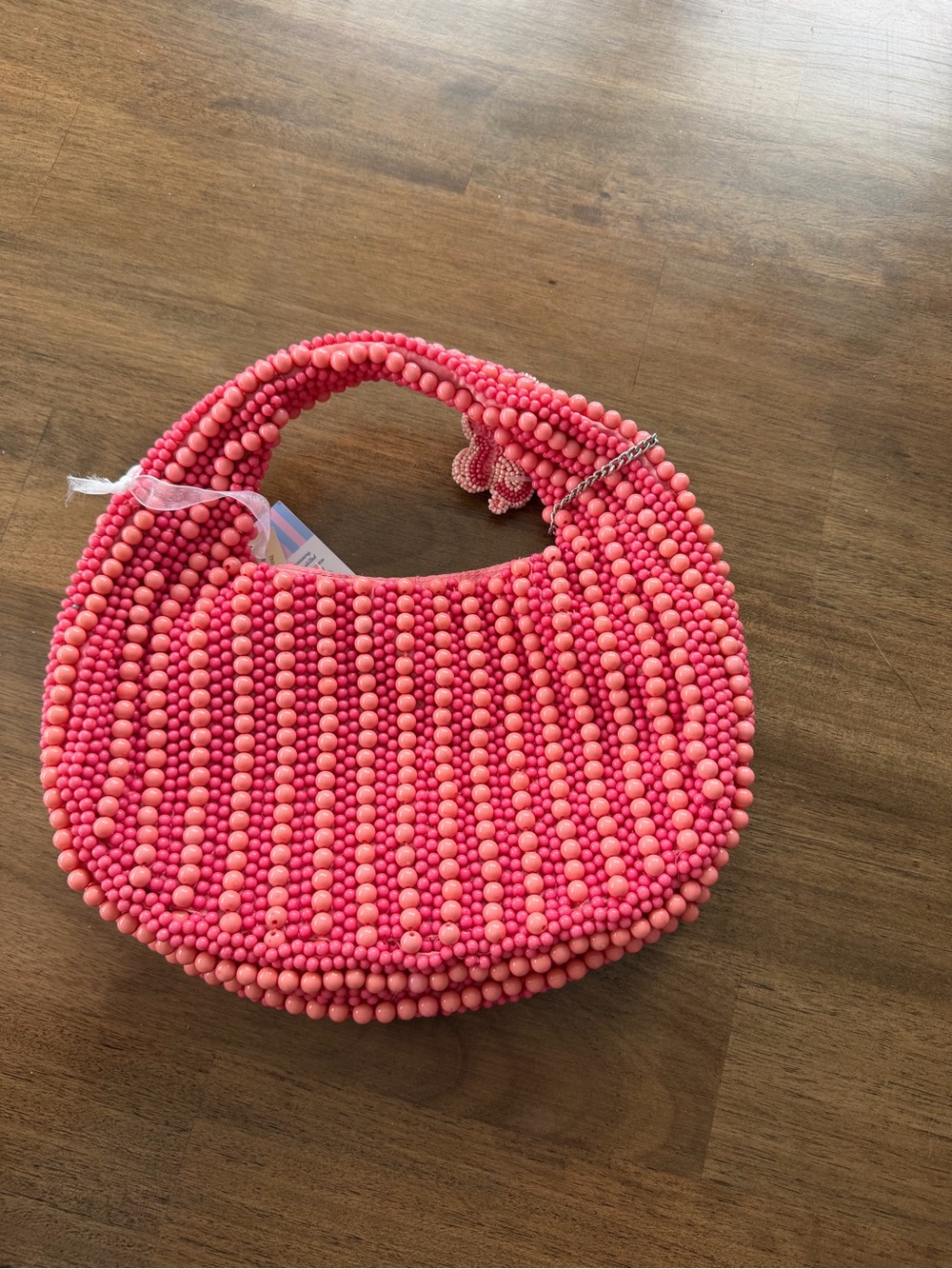 Handcrafted Pink Beaded Mini Shoulder Bag - Picture 2 of 4